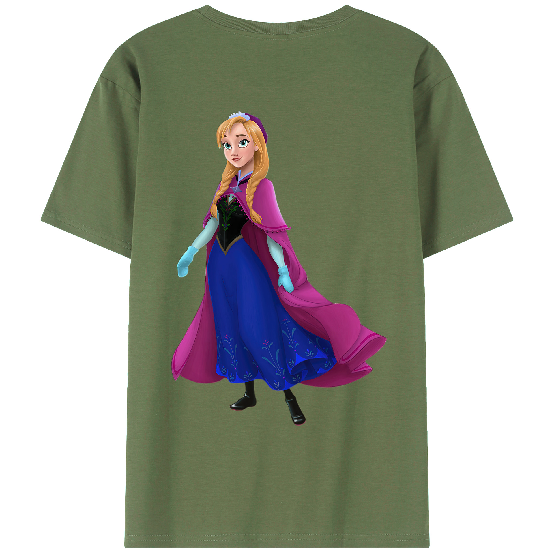 （画像用） アナと雪の女王 アンナ エルサ Frozen Anna Elsa 綿100％ メンズ半袖Tシャツ（バックプリント） 通気性